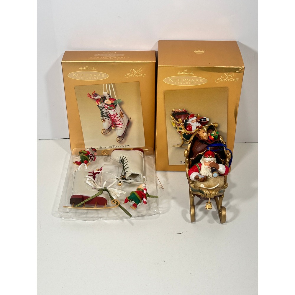 Hallmark Keepsake Club Exclusive Ornaments 2003 Skating 2004 Plotting The Course